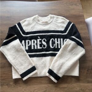 H&M Black and Cream Graphic Sweater